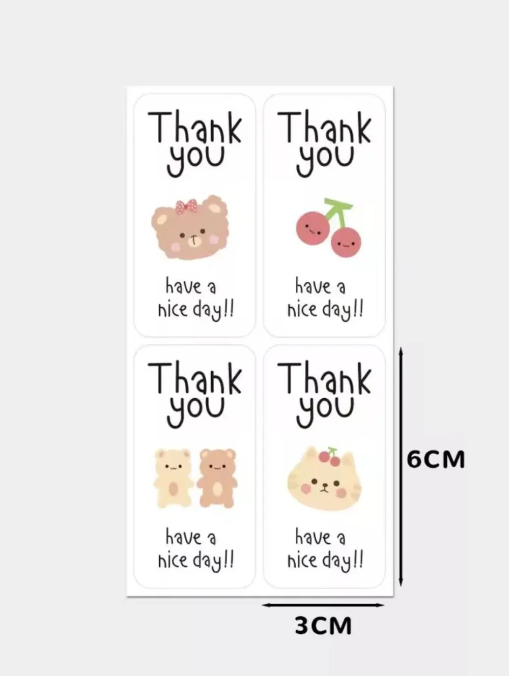 2/$18 Cute Thank You Sticker 100Pcs